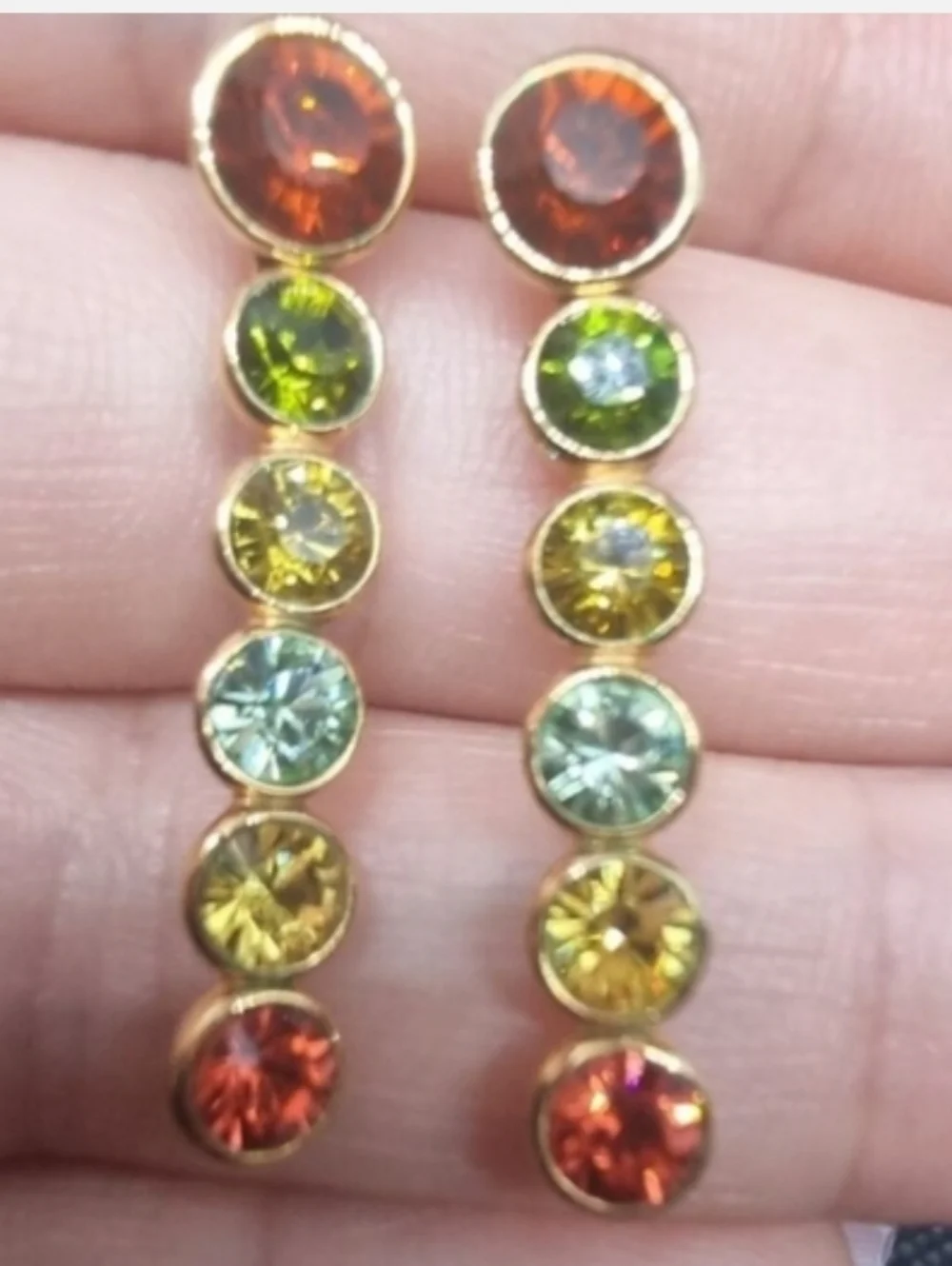 New Swarovski Crystal Multicolor Drop Statement Piece Earrings Bridesmaid Classy - Picture 3 of 8